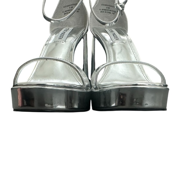 NEW Steve Madden Veronika Platform Sandal Block Heel in Silver - Picture 8 of 9